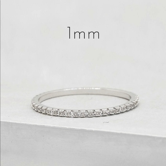 Two Beautiful & Dainty CZ Eternity Bands (1mm) - Picture 4 of 5